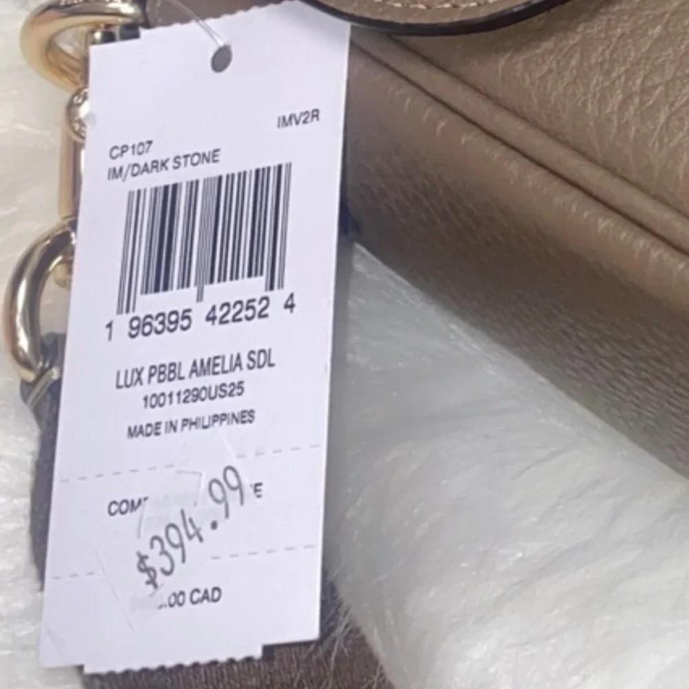Coach Taupe Pebbled Leather Flap Crossbody with Gold Hardware